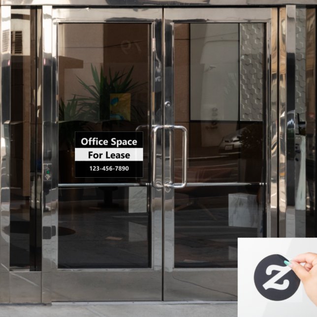 Office Space For Lease Black and White Window Cling (Office Door)
