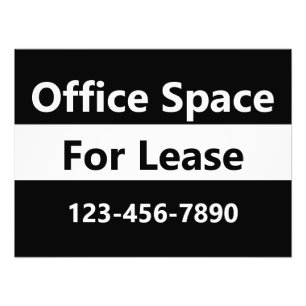 Office Space For Lease Black and White Window Sign