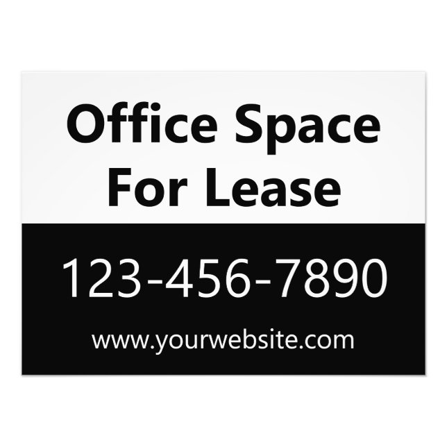 Office Space For Lease Phone Website Window Sign (Front)