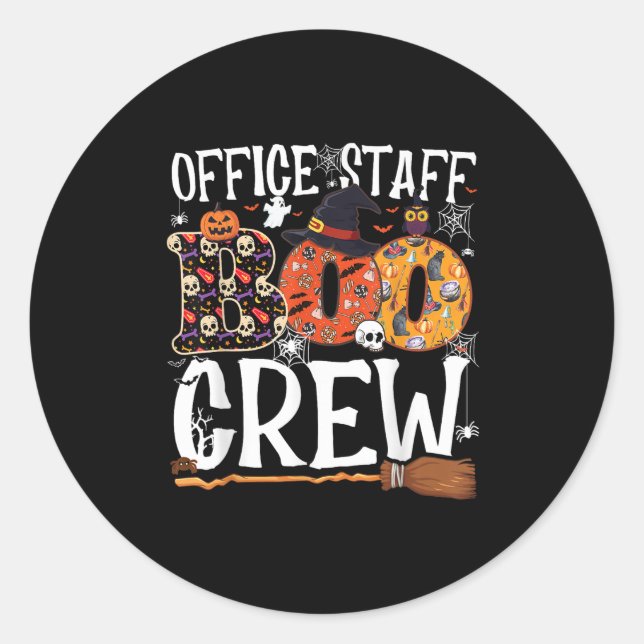 Office Staff Boo Crew Funny Halloween Matching Cos Classic Round Sticker (Front)