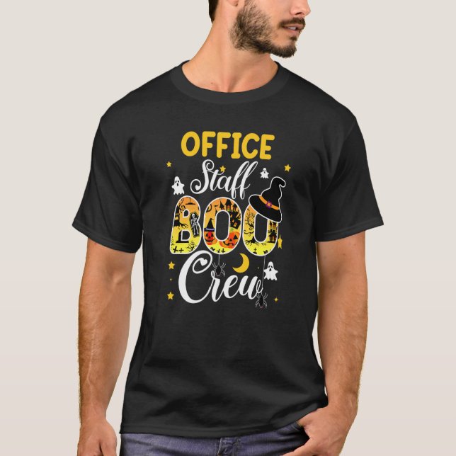 Office Staff Boo Crew Funny Halloween Matching Cos T-Shirt (Front)