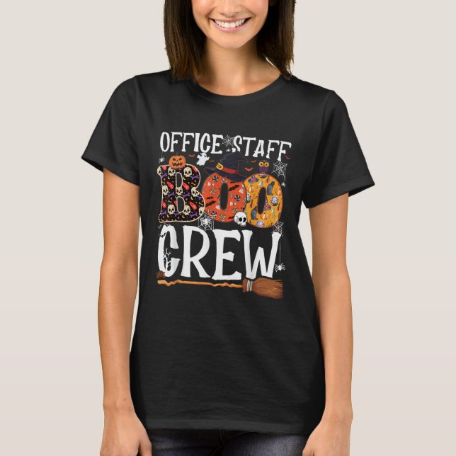 Office Staff Boo Crew Funny Halloween Matching Cos T-Shirt (Front)