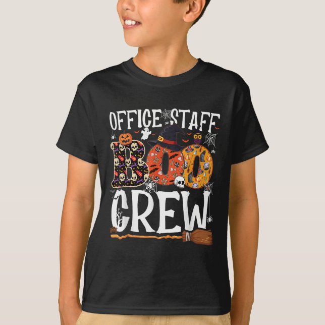 Office Staff Boo Crew Funny Halloween Matching Cos T-Shirt (Front)