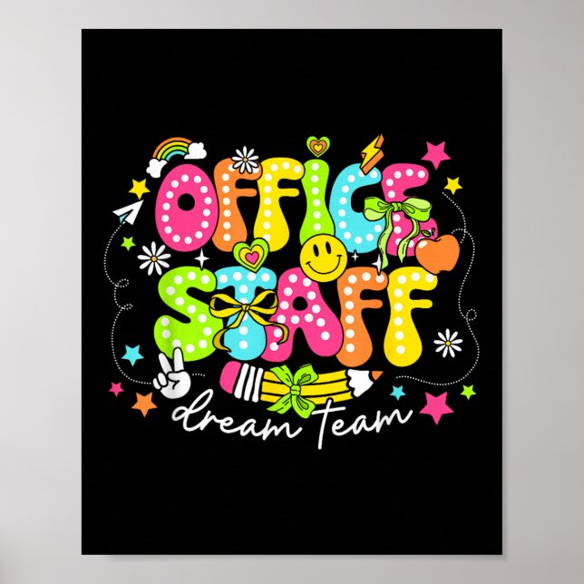 Office Staff Dream Team First Day Of School Retro  Poster (Front)