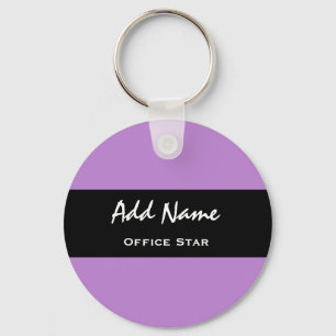 Office Star Purple Background Custom Name V01 Key Ring