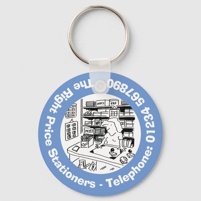 Office Stationers Business. Personalised Key Ring (Front)