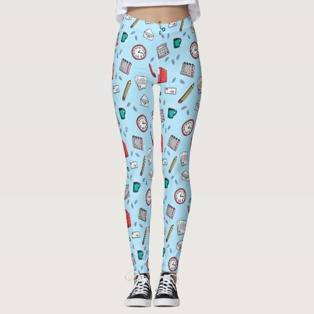 Office Stationery Pattern Leggings (Front)