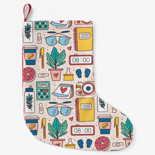 Office Stationery: Quirky Seamless Texture Small Christmas Stocking (Front)