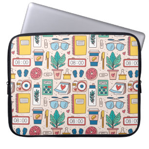 Office stationery. Seamless pattern, texture, back Laptop Sleeve