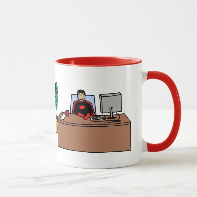 Office Superhero - personalised cartoon mug (Right)