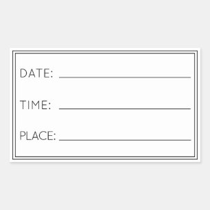 OFFICE TIME DATE PLACE RECTANGULAR STICKER