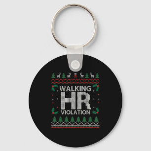 Office Ugly Christmas Funny Walking Hr Violation W Key Ring