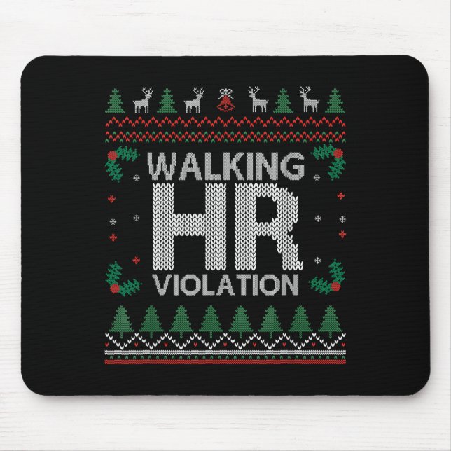 Office Ugly Christmas Funny Walking Hr Violation W Mouse Mat (Front)