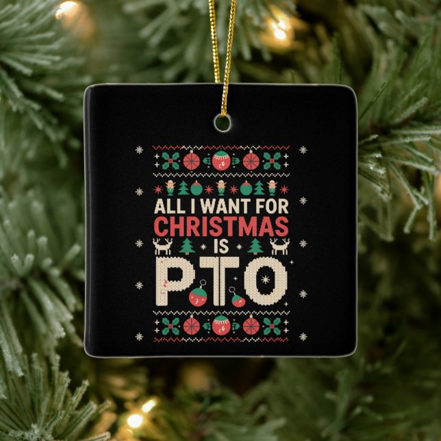 Office Ugly Christmas PTO Work Party Coworker Ceramic Ornament (Tree)