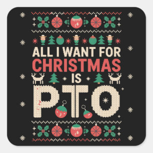 Office Ugly Christmas PTO Work Party Coworker Square Sticker