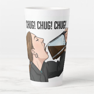 Office Woman Chugging Coffee From Pot Humor Latte Mug