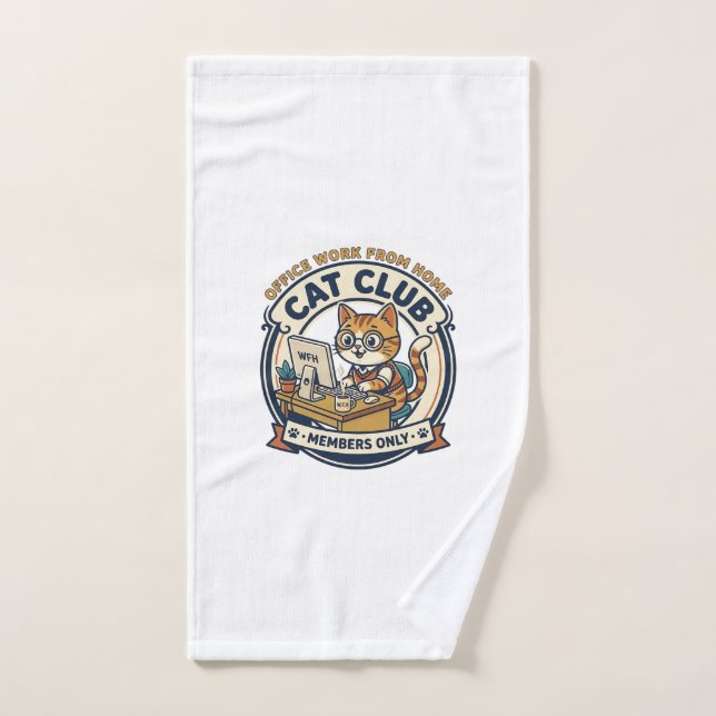 Office Work From Home Cat Cat Lover Gift - Office  Hand Towel (Hand Towel)