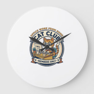 Office Work From Home Cat Cat Lover Gift - Office Large Clock