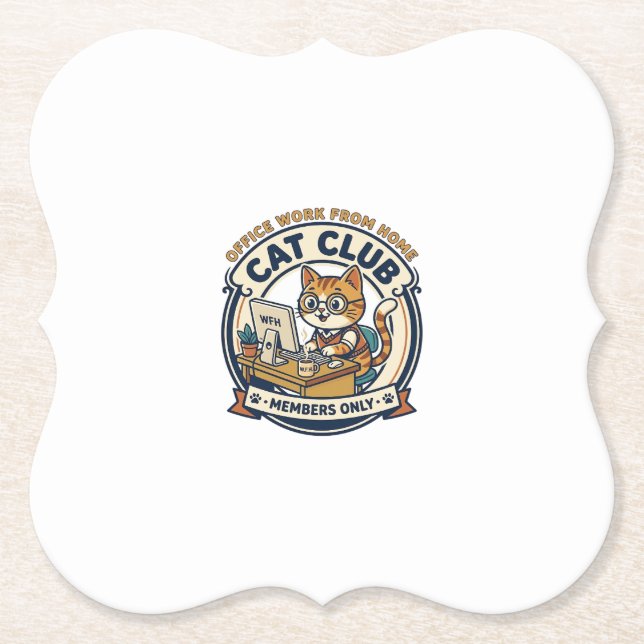 Office Work From Home Cat Cat Lover Gift - Office  Paper Coaster (Front)