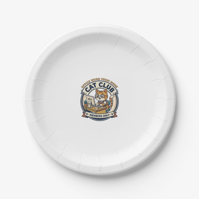 Office Work From Home Cat Cat Lover Gift - Office  Paper Plate (Front)
