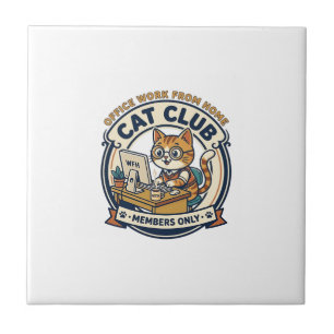 Office Work From Home Cat Cat Lover Gift - Office  Tile