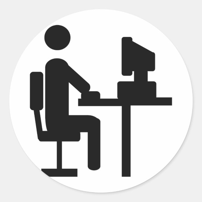 office worker icon classic round sticker (Front)
