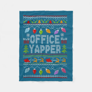 Office Yapper Ugly Sweater Christmas Fleece Blanket
