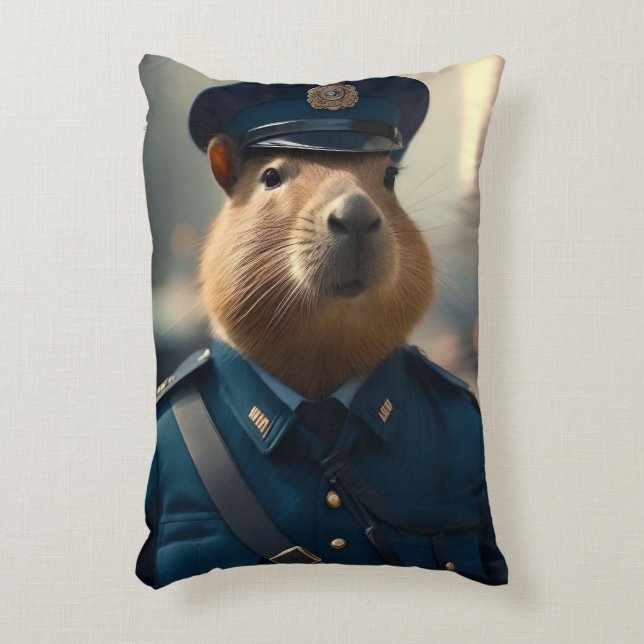 Officer Capybara: Keeping the Peace, Decorative Cushion (Front(Vertical))
