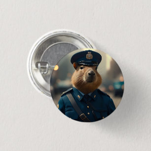 Officer Capybara The Policeman,  3 Cm Round Badge