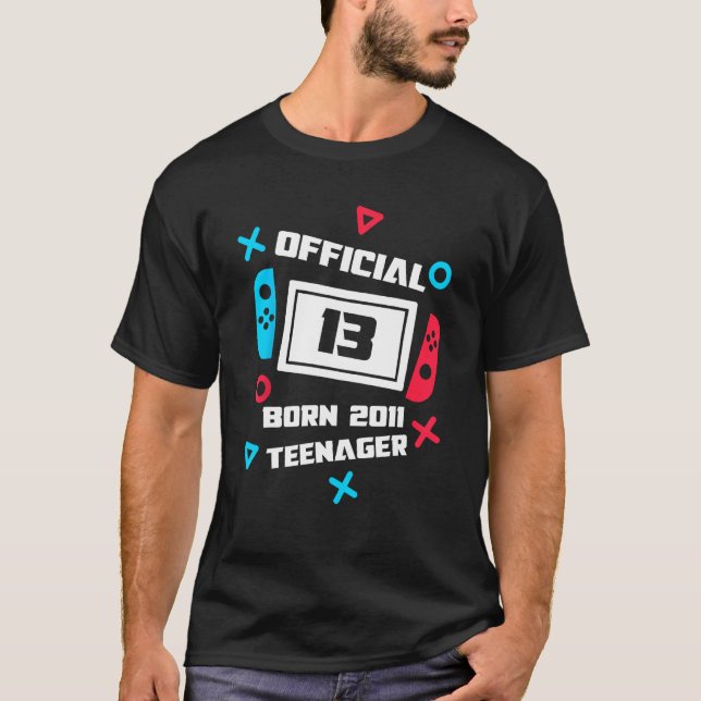 Official 13 Born 2011 Teenager Boys 13th Birthday  T-Shirt (Front)