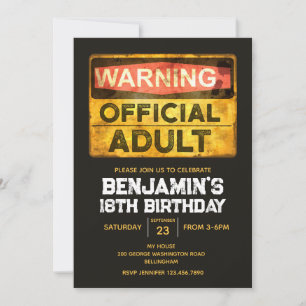 Official Adult 18th Birthday for Him Invitation