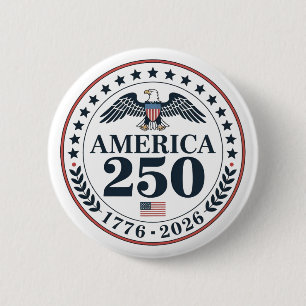 Official America 250th Anniversary Commemorative 6 Cm Round Badge
