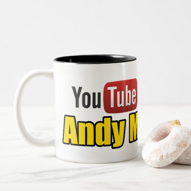Official Andy Mechanic Mug-coffee & tea compatible Two-Tone Coffee Mug (With Donut)