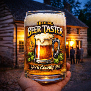 Official Beer Taster York County PA Humour Can Glass