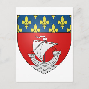 Official Blason Paris Coat Heraldry Symbol France Postcard