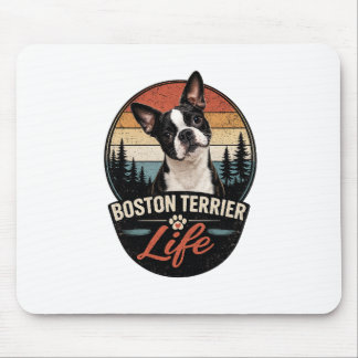 Official Boston Terrier Life Logo Mouse Mat