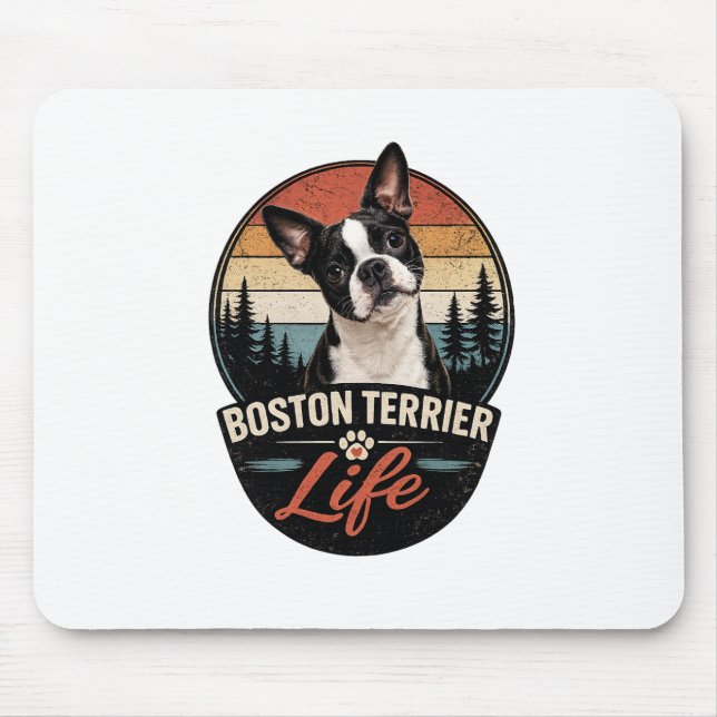 Official Boston Terrier Life Logo Mouse Mat (Front)