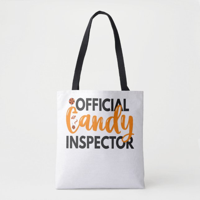 Official Candy Inspector Funny Halloween Treats Tote Bag (Front)