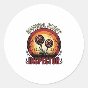 Official Candy Inspector Vintage Halloween Shirt D Classic Round Sticker