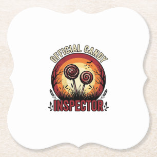 Official Candy Inspector Vintage Halloween Shirt D Paper Coaster