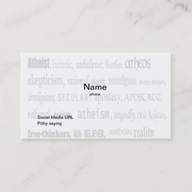 Official Card Carrying Atheist Business Card (Front)