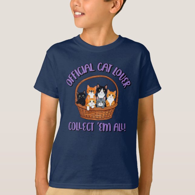 Official Cat Lover – Collect ‘Em All T-Shirt (Front)