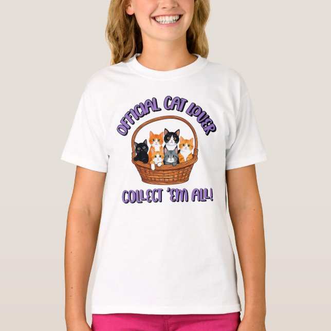 Official Cat Lover – Collect ‘Em All T-Shirt (Front)