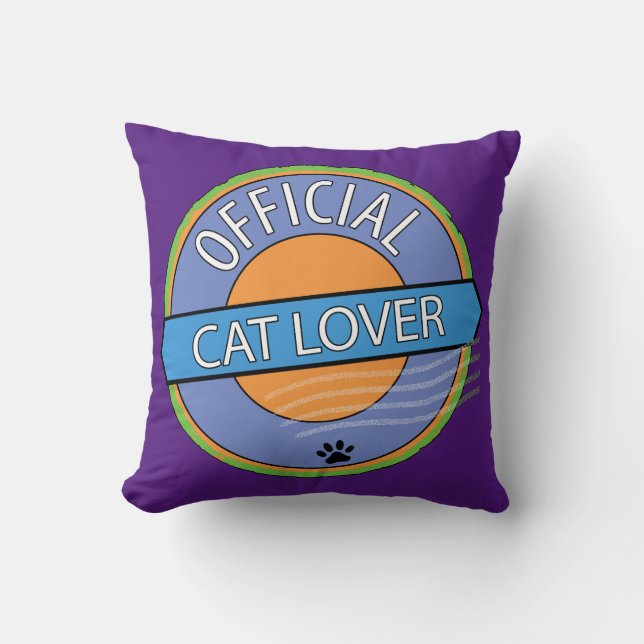 Official Cat Lover Throw Pillow (Front)