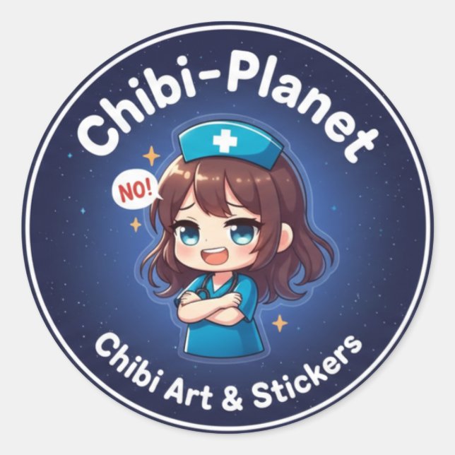Official Chibi-Planet Logo:  Sassy Nursing Sticker (Front)