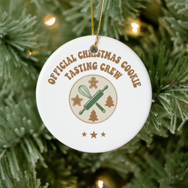 Official Christmas Cookie Tasting Crew Retro  Ceramic Tree Decoration (Tree)