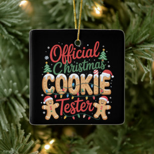 Official Christmas Cookie Tester Crew Baking Xmas Ceramic Ornament
