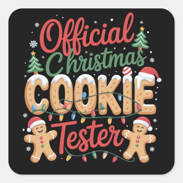 Official Christmas Cookie Tester Crew Baking Xmas Square Sticker (Front)