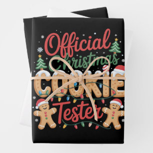 Official Christmas Cookie Tester Crew Baking Xmas Wrapping Paper Sheet