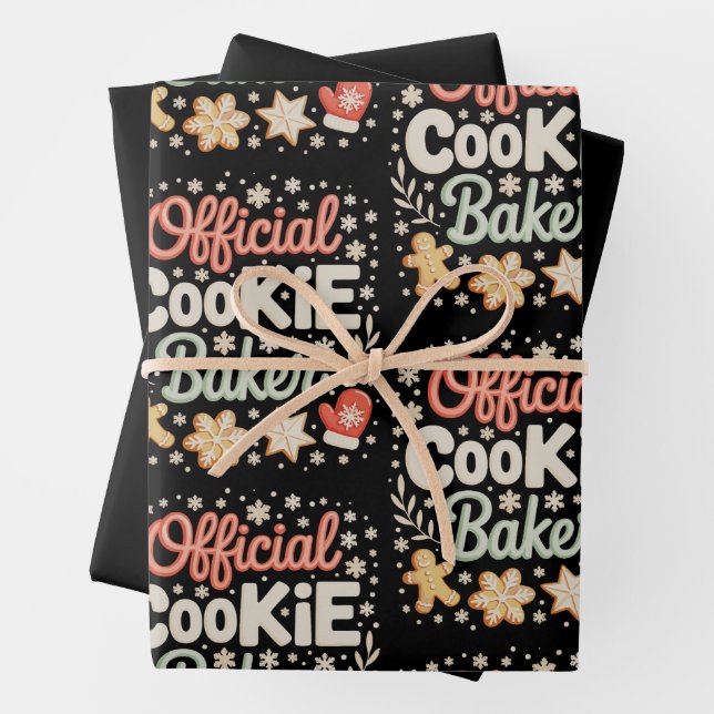 Official Cookie Baker Christmas Xmas Family Baking Wrapping Paper Sheet (In situ)